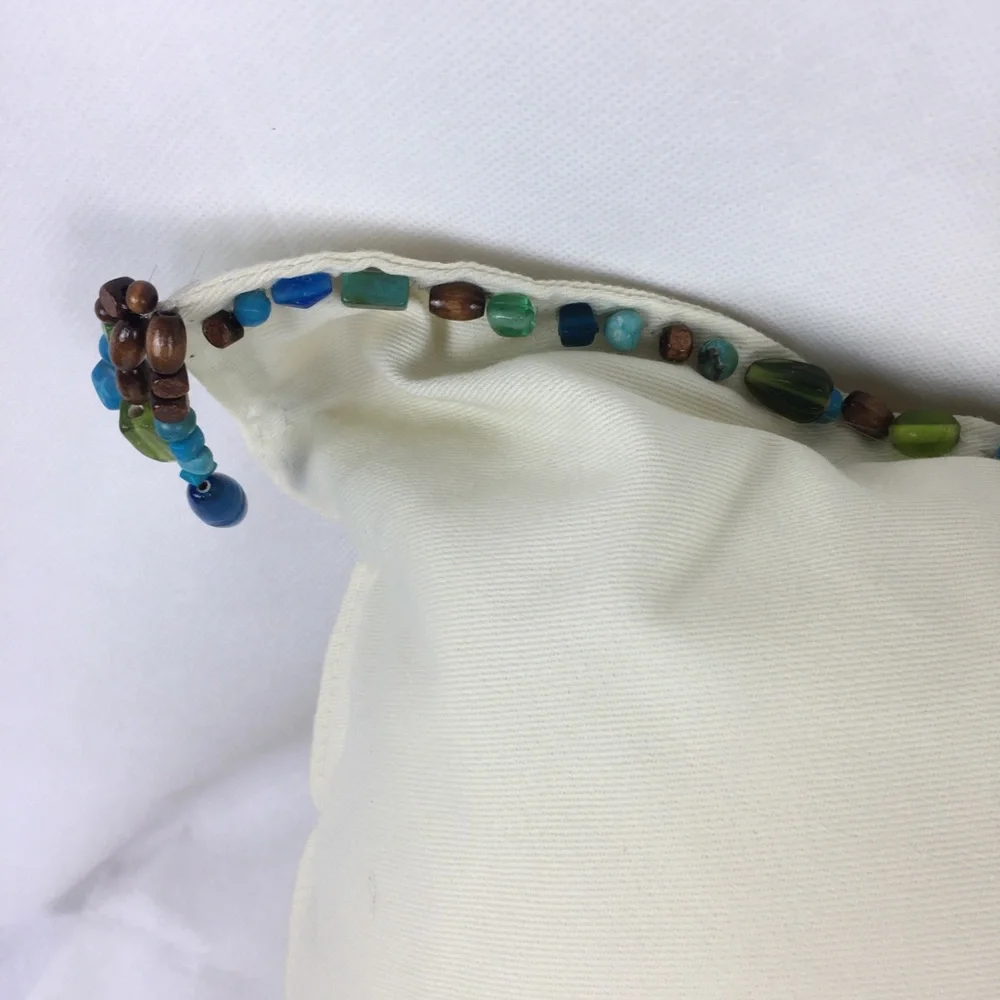 Turquoise & Glass Beaded Accent Pillow